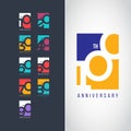 100 Year Anniversary Set 10 20 30 40 50 60 70 80 90 Vector Template Design Illustration