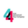 44 Year Anniversary Vector Template Design Illustration