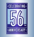 56 years celebrating anniversary design template. 56th logo. Vector and illustration. Royalty Free Stock Photo