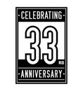 33 years celebrating anniversary design template. 33rd logo. Vector and illustration.