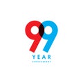 99 Year Anniversary Vector Design Illustration