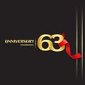 63 Year Anniversary Vector Template Design Illustration