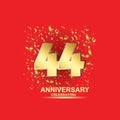 44 Year Anniversary Vector Template Design Illustration