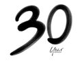 30 Years Anniversary Celebration Vector Template, 30 Years  logo design, 30th birthday, Black Lettering Numbers brush drawing Royalty Free Stock Photo