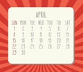 Year 2018 April calendar