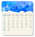 Year 2018 April calendar