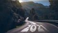 Year 2021 and arrow on long winding road Royalty Free Stock Photo