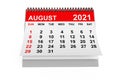 2021 Year August Calendar. 3d rendering Royalty Free Stock Photo