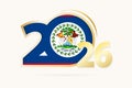 Year 2026 with Belize Flag pattern Royalty Free Stock Photo