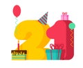 21 year Birthday sign. 21th Template greeting card anniversary c