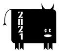 Year of the bull 2021. Stylized bull symbol in black and white  Eastern horoscope. Chinese and Japanese new year. Royalty Free Stock Photo