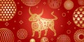 The year of the bull 2021. Vector ox character of the Eastern calendar. Oriental concept of Chinese happy new year 2021. Red, gold