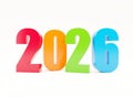 2026 year calendar background - 3D colored letters