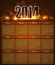 Year 2014 calendar bright colorful holiday Royalty Free Stock Photo