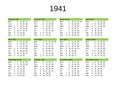 year 1941 calendar in English