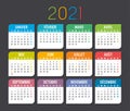 Year 2021 calendar in French