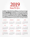 2019 year calendar, Happy New Year Royalty Free Stock Photo