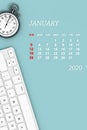 2020 year calendar. January calendar. 3d Rendering Royalty Free Stock Photo