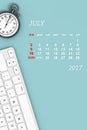 2017 year calendar. July calendar. 3d Rendering Royalty Free Stock Photo