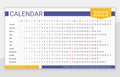 2022 linear calendar. Calender planner template. Vector illustration