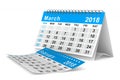 2018 year calendar. March. Isolated 3D illustration Royalty Free Stock Photo