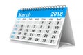 2018 year calendar. March. Isolated 3D illustration Royalty Free Stock Photo