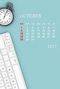 2017 year calendar. October calendar. 3d Rendering Royalty Free Stock Photo