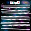 Year Calendar with paper strips on joyful cosmic background. Royalty Free Stock Photo