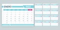 2022 year calendar. Spanish planner template. Vector illustration. Table schedule grid