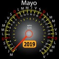 2019 year calendar speedometer car in Spanish May Royalty Free Stock Photo