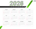 2026 year calendar template week starts from monday Royalty Free Stock Photo