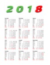 year 2018 calendar - United Kingdom