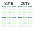 Year 2018 2019 calendar vector Royalty Free Stock Photo