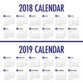 Year 2018 2019 calendar vector Royalty Free Stock Photo