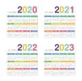 Year 2020 and Year 2021 and Year 2022 and Year 2023 calendar vector design template, simple and clean design for organization and Royalty Free Stock Photo