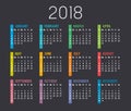 Year 2018 calendar vector template