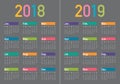 Year 2018 2019 calendar vector Royalty Free Stock Photo