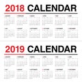 Year 2018 2019 calendar vector Royalty Free Stock Photo