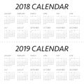 Year 2018 2019 calendar vector Royalty Free Stock Photo