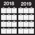 Year 2018 2019 calendar vector Royalty Free Stock Photo