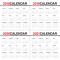 Year 2018 2019 2020 2021 calendar vector Royalty Free Stock Photo