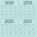 Year 2018 2019 2020 2021 calendar vector Royalty Free Stock Photo