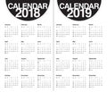 Year 2018 2019 calendar vector Royalty Free Stock Photo