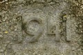 Year 1941 carved in stone. The years of World War II. Royalty Free Stock Photo