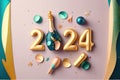 2024: A Year of Celebration and Numerical Significance. Happy New Year 2024. Generative Ai Royalty Free Stock Photo