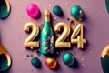 2024: A Year of Celebration and Numerical Significance. Happy New Year 2024. Generative Ai Royalty Free Stock Photo