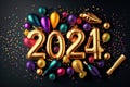 2024: A Year of Celebration and Numerical Significance. Happy New Year 2024. Generative Ai Royalty Free Stock Photo