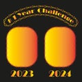 1 Year Challenge. Gradient frame design. Yearly comparison template. Bright vector layout.