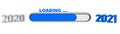 Year change 2021 - progress bar between year digits showing loading of the New Year - graphic elements in blue and grey Royalty Free Stock Photo