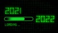 Year change 2022 - progress bar showing loading of the New Year - dotted grid in front of black background